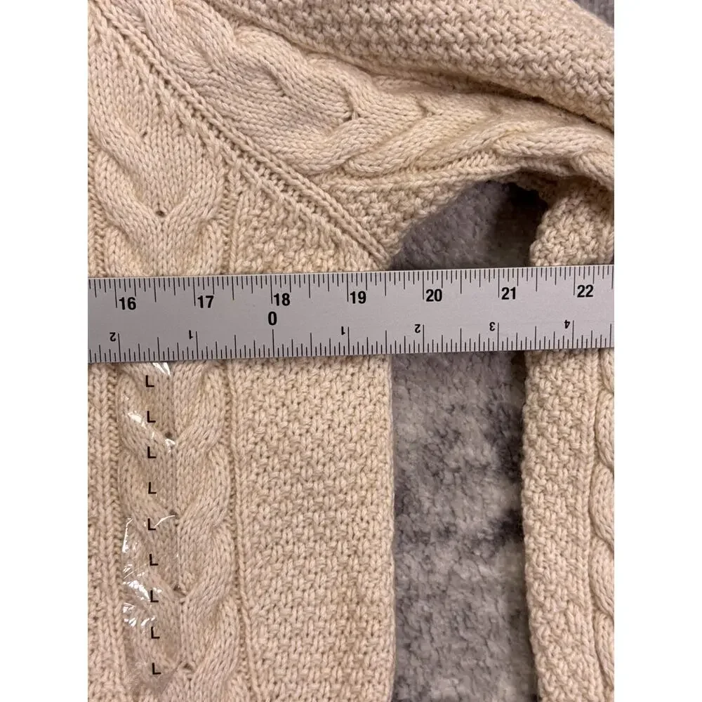 New Polo Ralph Lauren Sweater Dress Large Womens Chunky Cable Knit Ivory Cream